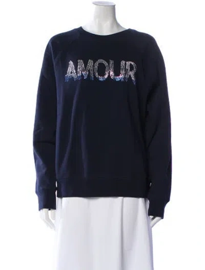 Pre-owned Zadig & Voltaire Graphic Print Crew Neck Sweatshirt W/ Tags In Blue