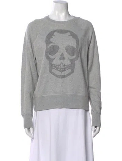 Pre-owned Zadig & Voltaire Graphic Print Crew Neck Sweatshirt W/ Tags In Gray
