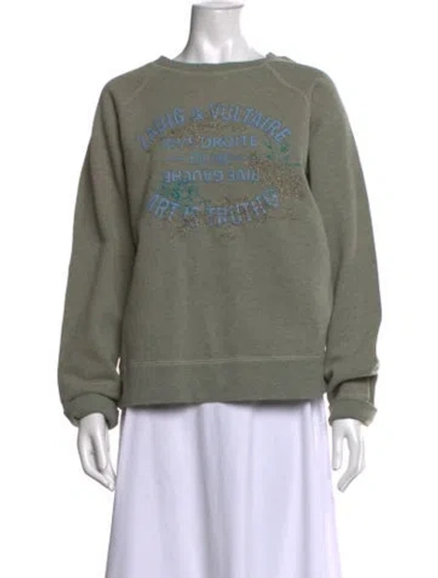 Pre-owned Zadig & Voltaire Graphic Print Crew Neck Sweatshirt W/ Tags In Green
