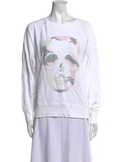 Pre-owned Zadig & Voltaire Graphic Print Crew Neck Sweatshirt In White