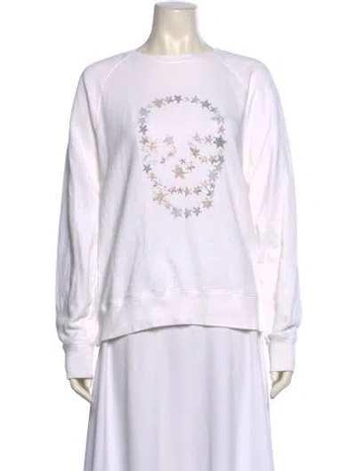Pre-owned Zadig & Voltaire Graphic Print Crew Neck Sweatshirt In White