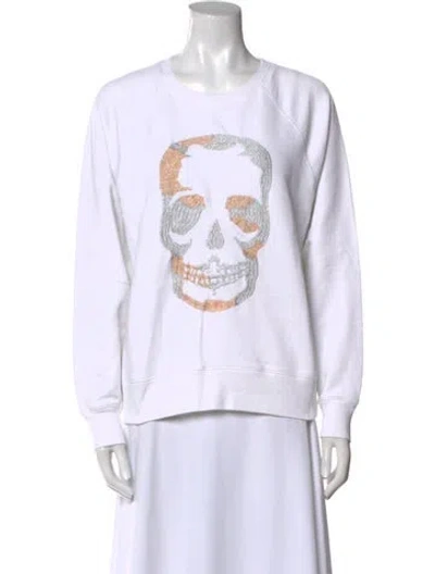 Pre-owned Zadig & Voltaire Graphic Print Crew Neck Sweatshirt In White
