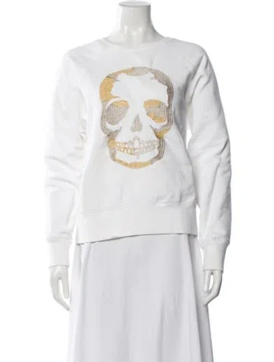 Pre-owned Zadig & Voltaire Graphic Print Crew Neck Sweatshirt In White