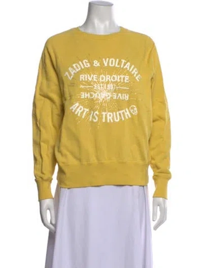Pre-owned Zadig & Voltaire Graphic Print Crew Neck Sweatshirt In Yellow