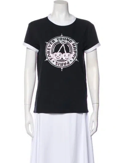 Pre-owned Zadig & Voltaire Graphic Print Crew Neck T-shirt In Black