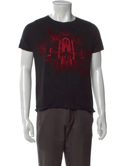 Pre-owned Zadig & Voltaire Graphic Print Crew Neck T-shirt In Black
