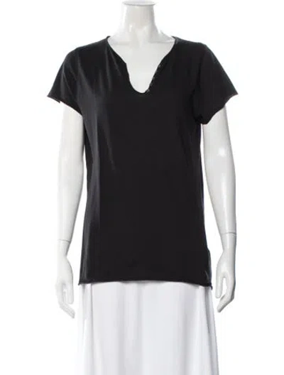Pre-owned Zadig & Voltaire Graphic Print Crew Neck T-shirt In Black