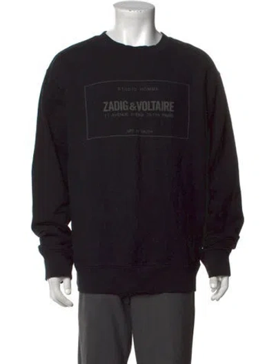 Pre-owned Zadig & Voltaire Graphic Print Crew Neck T-shirt In Black