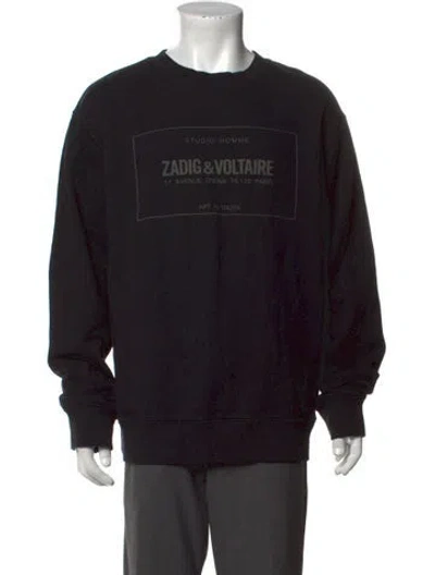 Pre-owned Zadig & Voltaire Graphic Print Crew Neck T-shirt In Black