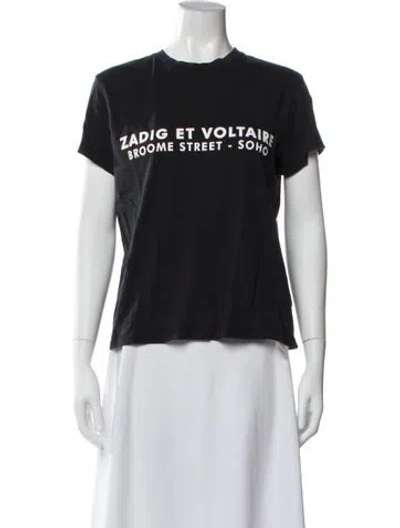 Pre-owned Zadig & Voltaire Graphic Print Crew Neck T-shirt In Blue