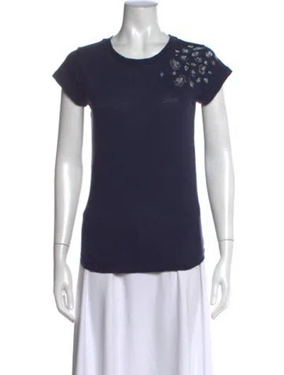 Pre-owned Zadig & Voltaire Graphic Print Crew Neck T-shirt In Blue