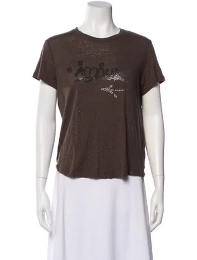 Pre-owned Zadig & Voltaire Graphic Print Crew Neck T-shirt In Brown