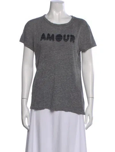 Pre-owned Zadig & Voltaire Graphic Print Crew Neck T-shirt In Gray