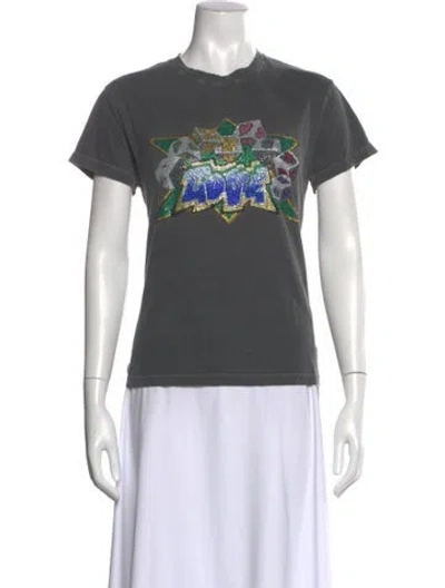 Pre-owned Zadig & Voltaire Graphic Print Crew Neck T-shirt In Gray