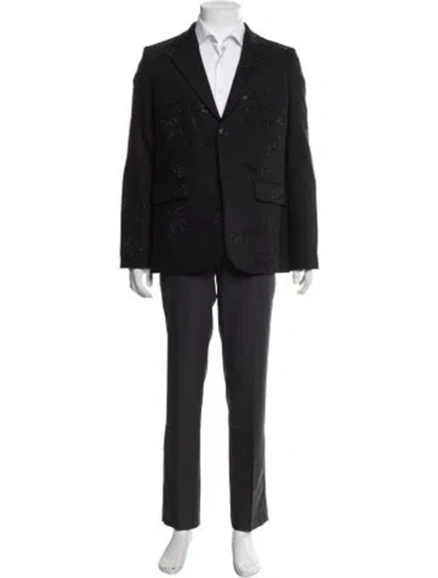 Pre-owned Zadig & Voltaire Graphic Print Crystal Embellishments Blazer In Black