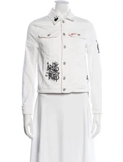 Pre-owned Zadig & Voltaire Graphic Print Denim Jacket In White