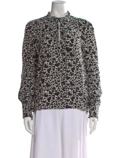 Pre-owned Zadig & Voltaire Graphic Print Long Sleeve Blouse In Black