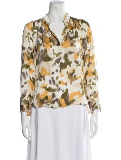 Pre-owned Zadig & Voltaire Graphic Print Long Sleeve Blouse In Neutral