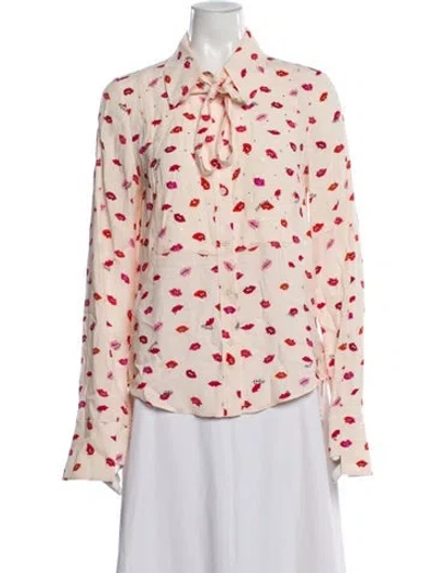 Pre-owned Zadig & Voltaire Graphic Print Long Sleeve Blouse In Neutral