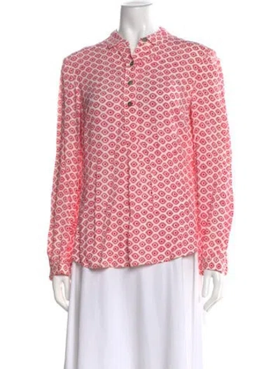 Pre-owned Zadig & Voltaire Graphic Print Long Sleeve Blouse In Pink