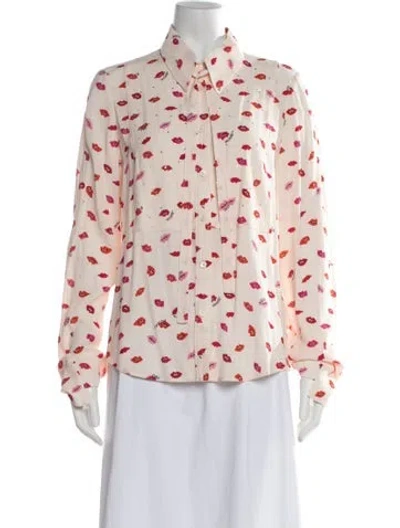 Pre-owned Zadig & Voltaire Graphic Print Long Sleeve Blouse In Pink