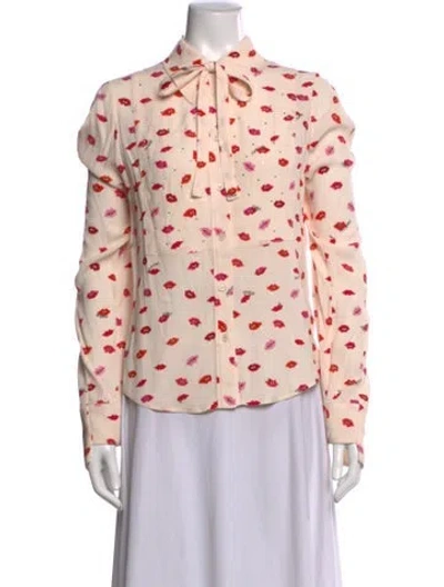 Pre-owned Zadig & Voltaire Graphic Print Long Sleeve Blouse In Pink
