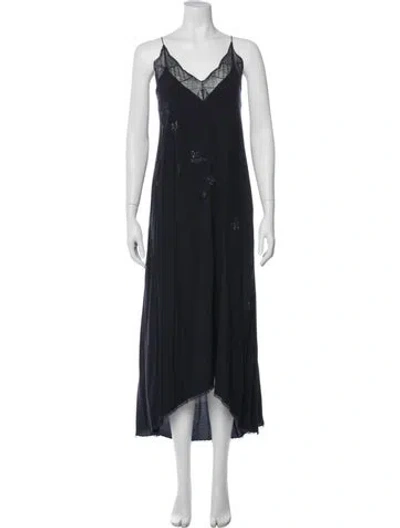 Pre-owned Zadig & Voltaire Graphic Print Midi Length Dress In Blue