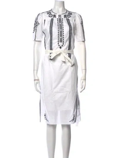 Pre-owned Zadig & Voltaire Graphic Print Midi Length Dress In White