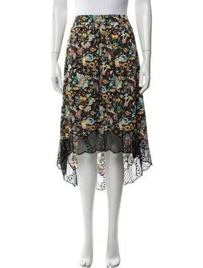 Pre-owned Zadig & Voltaire Graphic Print Midi Length Skirt In Black