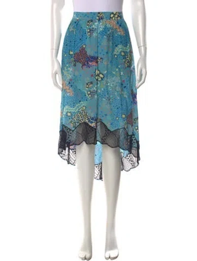 Pre-owned Zadig & Voltaire Graphic Print Midi Length Skirt In Blue