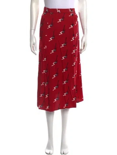 Pre-owned Zadig & Voltaire Graphic Print Midi Length Skirt In Red