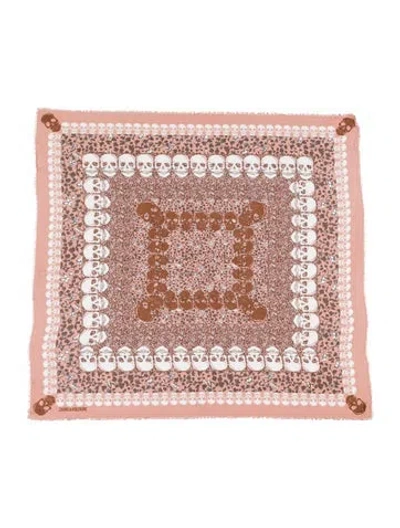 Pre-owned Zadig & Voltaire Graphic Print Scarf In Pink