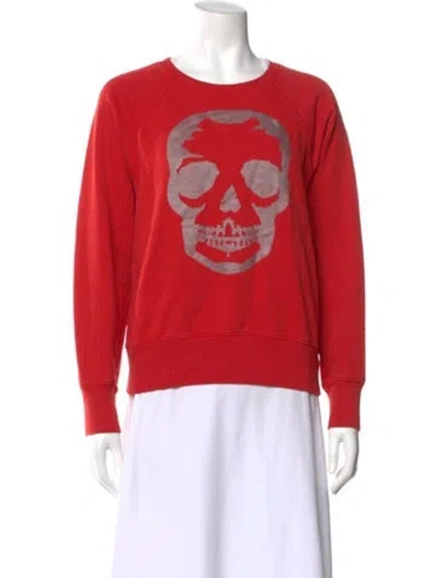 Pre-owned Zadig & Voltaire Graphic Print Scoop Neck Sweater In Red