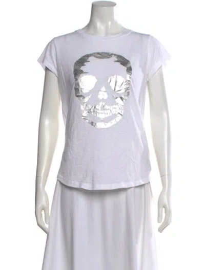 Pre-owned Zadig & Voltaire Graphic Print Scoop Neck Sweater In White
