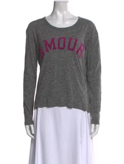 Pre-owned Zadig & Voltaire Graphic Print Scoop Neck Sweatshirt In Gray