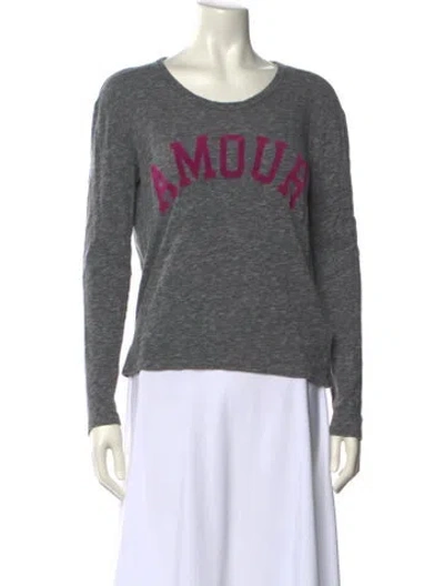 Pre-owned Zadig & Voltaire Graphic Print Scoop Neck Sweatshirt In Gray