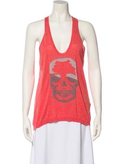 Pre-owned Zadig & Voltaire Graphic Print Scoop Neck Top In Pink