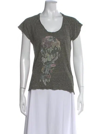 Pre-owned Zadig & Voltaire Graphic Print Scoop Neck T-shirt In Green