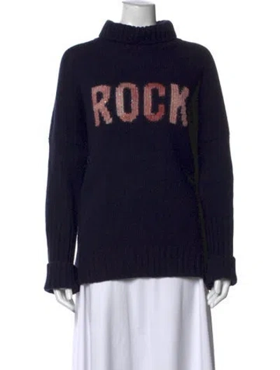 Pre-owned Zadig & Voltaire Graphic Print Turtleneck Sweater In Black/pink