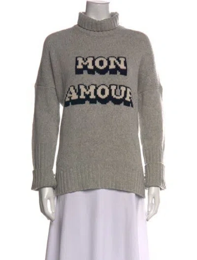 Pre-owned Zadig & Voltaire Graphic Print Turtleneck Sweater In Gray