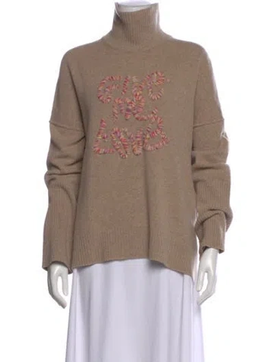 Pre-owned Zadig & Voltaire Graphic Print Turtleneck Sweater In Neutral