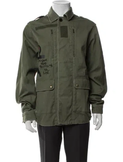 Pre-owned Zadig & Voltaire Graphic Print Utility Jacket In Green