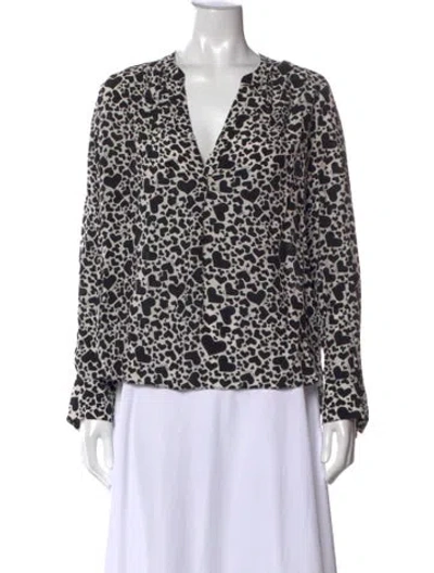 Pre-owned Zadig & Voltaire Graphic Print V-neck Blouse In White