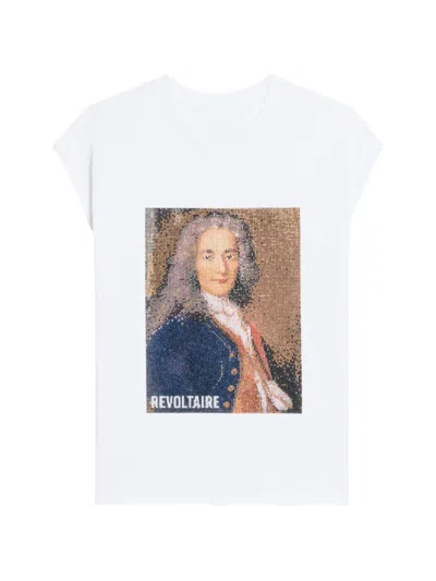 Zadig & Voltaire Cloex Crystal Embellished Voltaire T-shirt In White