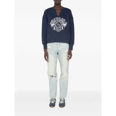 Zadig & Voltaire Womens Encre Olive Logo-print Cotton-jersey Sweatshirt In Multi