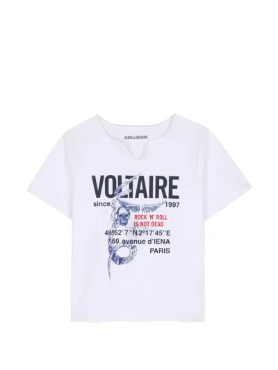 Zadig & Voltaire Kids' Graphic-print Henley-neck T-shirt In White