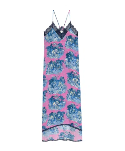 Zadig & Voltaire Graphic-print Midi Dress In Blue