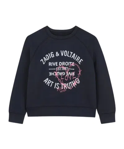 Zadig & Voltaire Kids' Graphic-print Sweatshirt In Blue