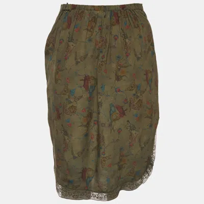 Pre-owned Zadig & Voltaire Green Printed Crepe Jozy Soft Holly Skirt S