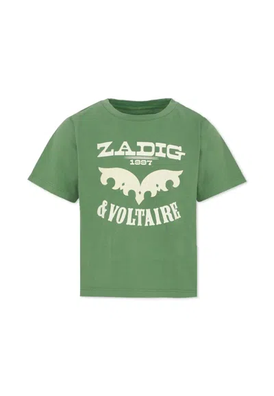 Zadig & Voltaire Green T-shirt For Kids With Logo